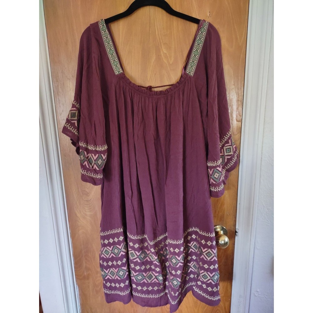 Easel maroon embroidered tunic dress